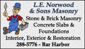 L.E. Norwood & Sons has been offering top quality masonry & concrete products and services to the Down East region of Maine for over 60 years.